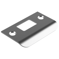 70mm D-shaped strike plate by Style Finish Doorware, showing the metal strike with D-shaped opening for door latch security.