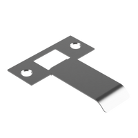 Extended latch strike plate by Style Finish Doorware, 60mm length, featuring a sleek silver finish for enhanced door security.