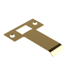Extended latch strike plate by Style Finish Doorware, 70mm length, in a sleek silver finish, shown mounted on a door frame.