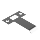 Extended latch strike plate by Style Finish Doorware, 70mm size, with a silver finish, visible on a door frame.
