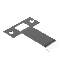 Extended latch strike plate by Style Finish Doorware, 70mm size, with a silver finish, visible on a door frame.