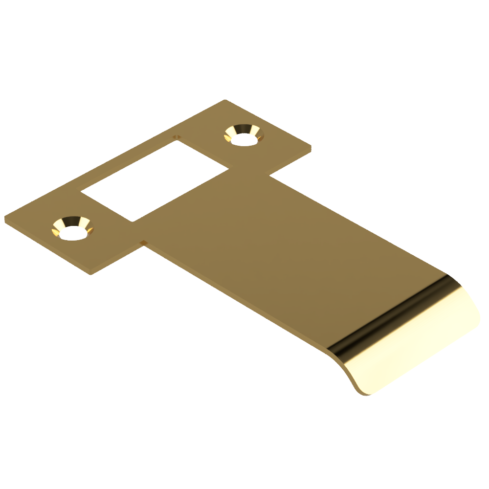 Extended AUS mortice lock strike plate by Style Finish Doorware, 70mm length, durable metal with screw holes for secure fitting.