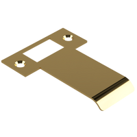 Extended AUS mortice lock strike plate by Style Finish Doorware, 70mm length, durable metal with screw holes for secure fitting.
