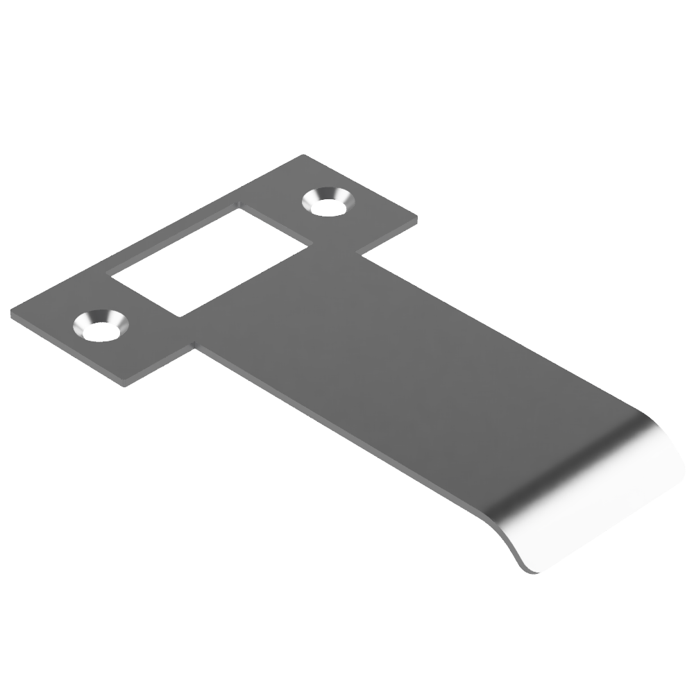 Extended AUS mortice lock strike plate by Style Finish Doorware, 80mm size, visible in polished nickel finish.