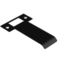 Extended AUS mortice lock strike plate by Style Finish Doorware, 090mm length, black finish, designed for secure door locking.