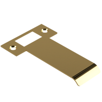 Extended AUS mortice lock strike plate by Style Finish Doorware, 090mm length, corrosion-resistant metal with screw holes for secure fitting.