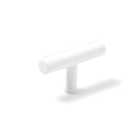 Momo STRANO cabinet T-pull handle in white finish, showcasing its sleek, modern design for furniture hardware.