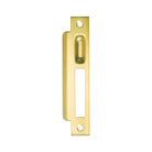 Momo roller mortice lock strike plate in black, made of durable metal, designed for secure door locking and reinforcement.