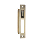 Momo roller mortice lock strike plate in dark bronze finish, designed for secure door locking and durability.