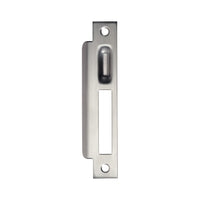 Momo roller mortice lock strike plate in brushed bronze finish, featuring a durable metal construction for secure door installation.