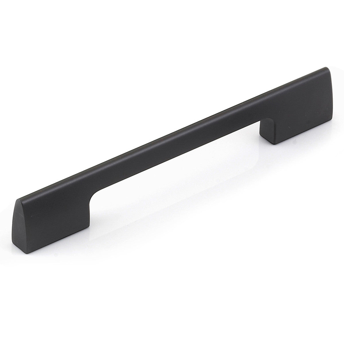 Momo VieSte cabinet pull handle in matte black finish, sleek modern design, mounted on a cabinet door.