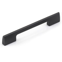 Momo VieSte cabinet pull handle in matte black finish, sleek modern design, mounted on a cabinet door.