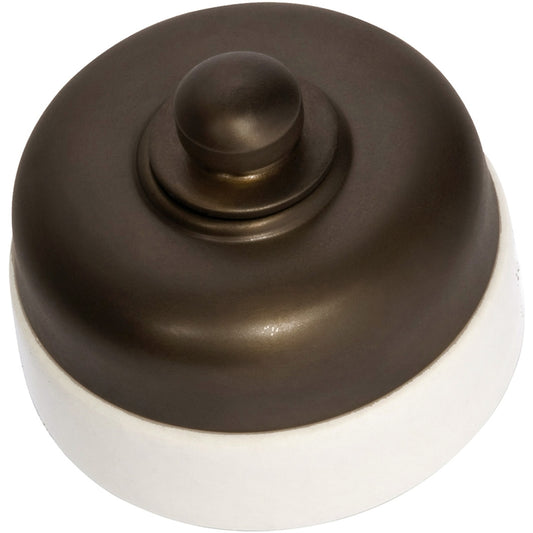 Dimmer Ivory Porcelain Base Antique Brass D60xP48mm in White / Antique Brass