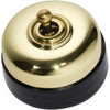 Switch Black Porcelain Base Polished Brass D60xP48mm in Polished Brass