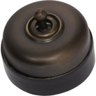 Switch Black Porcelain Base Antique Brass D60xP48mm in Antique Brass