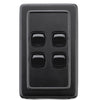 Switch Flat Plate Rocker 4 Gang Matt Black H115xW72mm in Matt Black
