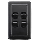 Switch Flat Plate Rocker 4 Gang Matt Black H115xW72mm in Matt Black