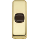 Switch Flat Plate Rocker 1 Gang Brown Polished Brass H82xW30mm in Polished Brass