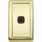 Switch Flat Plate Rocker 1 Gang Brown Polished Brass H115xW72mm in Polished Brass