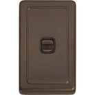Switch Flat Plate Rocker 1 Gang Brown Antique Brass H115xW72mm in Antique Brass