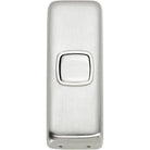 Switch Flat Plate Rocker 1 Gang White Satin Chrome H82xW30mm in Satin Chrome