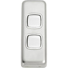 Switch Flat Plate Rocker 2 Gang White Satin Chrome H82xW30mm in Satin Chrome