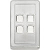 Switch Flat Plate Rocker 4 Gang White Satin Chrome H115xW72mm in Satin Chrome