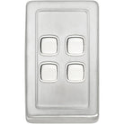 Switch Flat Plate Rocker 4 Gang White Satin Chrome H115xW72mm in Satin Chrome
