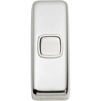 Switch Flat Plate Rocker 1 Gang White Chrome Plated H82xW30mm in Chrome Plated
