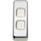 Switch Flat Plate Rocker 2 Gang White Chrome Plated H82xW30mm in Chrome Plated