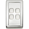 Switch Flat Plate Rocker 4 Gang White Chrome Plated H115xW72mm in Chrome Plated