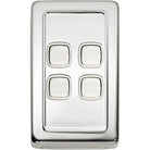 Switch Flat Plate Rocker 4 Gang White Chrome Plated H115xW72mm in Chrome Plated