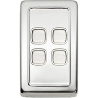 Switch Flat Plate Rocker 4 Gang White Chrome Plated H115xW72mm in Chrome Plated