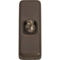 Switch Flat Plate Toggle 1 Gang Brown Antique Brass H82xW30mm in Antique Brass