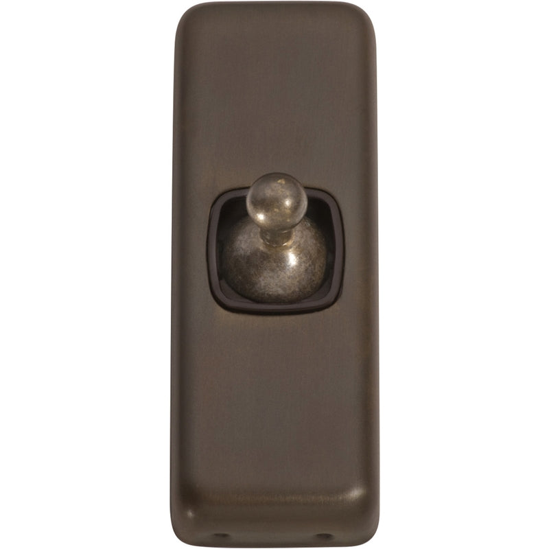 Switch Flat Plate Toggle 1 Gang Brown Antique Brass H82xW30mm in Antique Brass