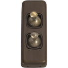 Switch Flat Plate Toggle 2 Gang Brown Antique Brass H82xW30mm in Antique Brass