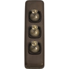 Switch Flat Plate Toggle 3 Gang Brown Antique Brass H108xW30mm in Antique Brass