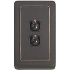 Switch Flat Plate Toggle 2 Gang Brown Antique Copper H115xW72mm in Antique Copper