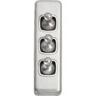Switch Flat Plate Toggle 3 Gang White Satin Chrome H108xW30mm in Satin Chrome