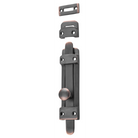 Tradco Tower Bolts in metal finish, showing the sturdy bolt and matching mounting screws for secure door or window security.