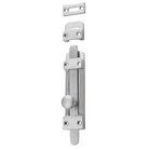 Tradco Tower Bolts in silver finish, showing a close-up of the metal sliding bolt for secure door and window fastening.