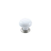 TRIANON ROUND KNOB 35MM WHITE & BRUSHED NICKEL in White / Antique Brass
