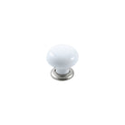 White and brown ceramic cabinet knob with a smooth, rounded design from Momo TRIANON collection.
