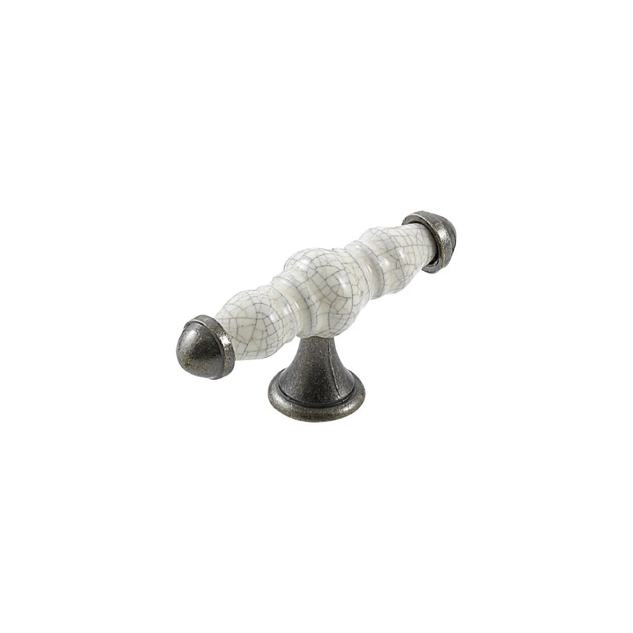 TRIANON T KNOB CREAM CRACKLE & ANTIQUE BRASS in Cream Crackle/Antique Brass