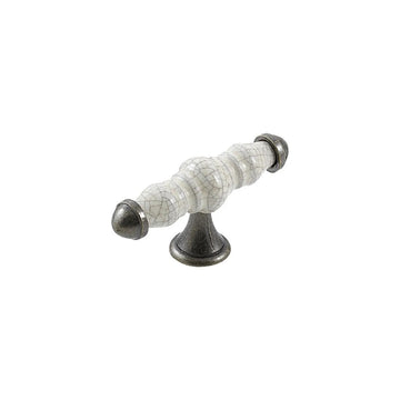 TRIANON T KNOB CREAM CRACKLE & ANTIQUE BRASS in Cream Crackle/Antique Brass