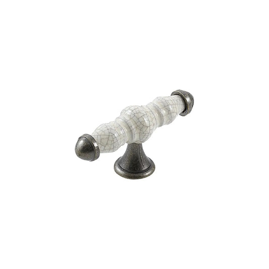 TRIANON T KNOB CREAM CRACKLE & ANTIQUE BRASS in Cream Crackle/Antique Brass