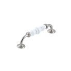 Momo TRIANON ceramic cabinet pull handle in white and brown finish, mounted on a cabinet door.