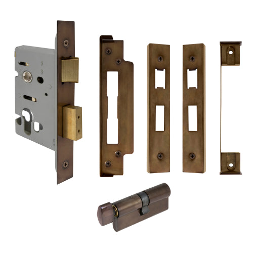 Lock Kit Euro Rebated  (1114+1105+1148) in Antique Bronze