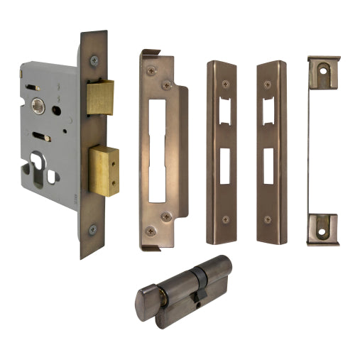 Lock Kit Euro Rebated  (1114+1105+1148) in Natural Bronze