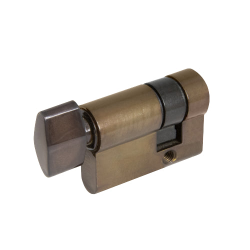 Euro Single Cyl. Turn-35mm to cam ctr in Antique Bronze
